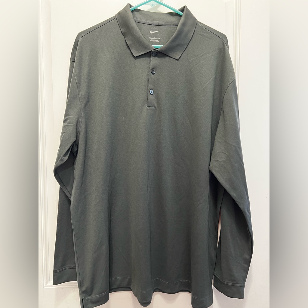 Nwt Mens Nike LS Golf Polo Anthracite Xl